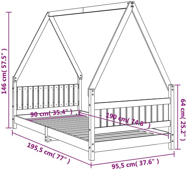 vidaXL Kinderbett Weiß 90x190 cm Massivholz Kiefer 834508 Bild 9