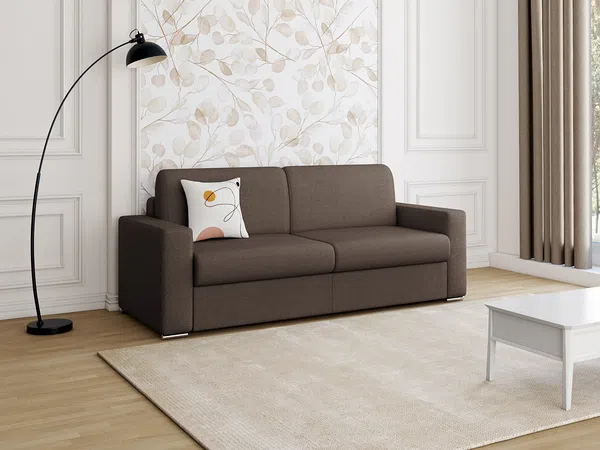 Schlafsofa 4-Sitzer Stoff CALITO - Braun - Liegefläche: 160 cm - Matratzenhöhe: 14 cm