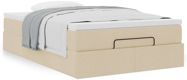 vidaXL Ottoman-Bett mit Matratze Creme 120x200 cm Stoff 3311104 Bild 4