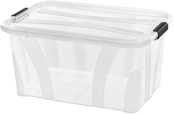 Aufbewahrungsbox Anzio 14 l mit Deckel und Clipverschlüssen | BPA-frei lebensmittelecht stapelbar transparent robust Made in Europe