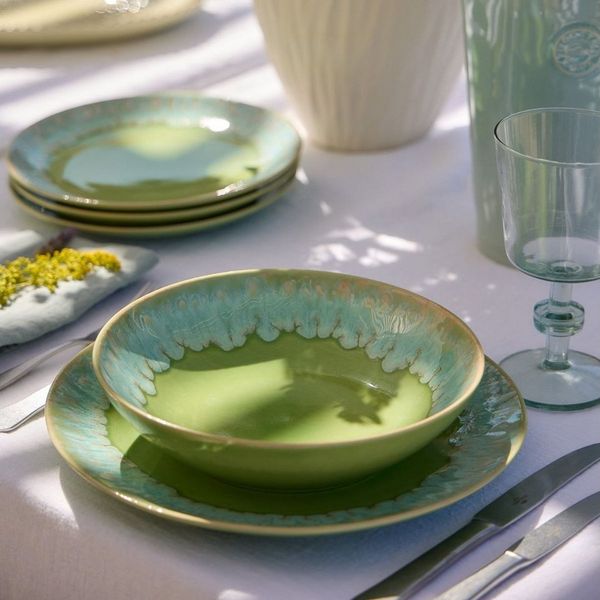 Costa Nova Suppenteller Taormina Lime Green, Teller für Suppe oder Pasta, 21,5 cm, Casafina, (1 St), Hohe Brenntemperaturen, porenfrei hygienisch, wärmeschockbeständig