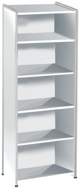 Kekrmann Büroschrank Regal Artline 5 OH 80x38x185 cm Chrom weiß-keine Schublade-keine Vorbautüren-keine Vorbautüren