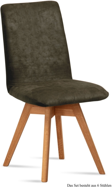 Esszimmerstuhl drehbar (6er-Set) Donni 47x92x60 Eiche geölt/Khaki