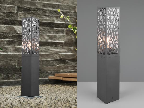 LED Sockelleuchte eckig Edelstahl in Anthrazit, Höhe 60cm, IP44