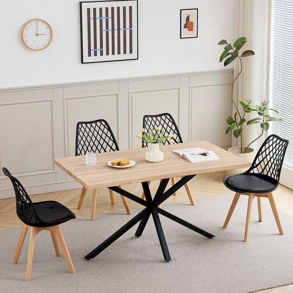 GrandCA HOME Esstisch Rechteckiger Küchentisch im Modernen Stil, aus MDF (1-St), 140 x 80 cm, Hellbraun