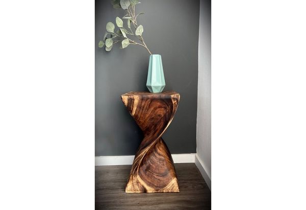 FaHome Blumenhocker Holzhocker - Edler Beistelltisch Holz (50x28x28cm), Massiv Handgefertigter Beistelltisch aus Holz
