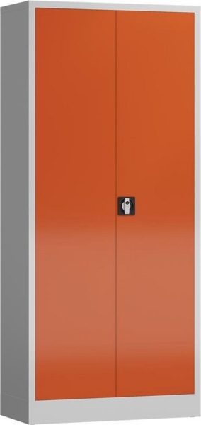 Steelboxx Mehrzweckschrank ClassiX Flügeltürenschrank, 1800 x 800 x 380 mm, lichtgrau/feuerrot (1-St) Komplett montiert und verschweißt, keine Montage erforderlich