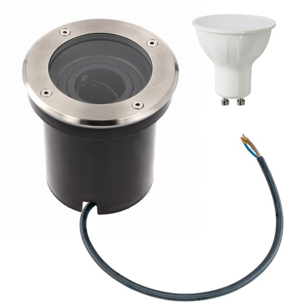 10 Watt runde LED Einabu Boden-Spot Bodenleuchte Bodenstrahler Wegleuchte | schwenkbar aus Edelstahl | Ø130 x 129mm (B. x H.) | 1000 Lumen | Kaltweiß (6000 K)
