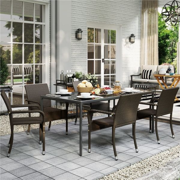 Yaheetech Gartenstuhl 2/4/6er-Set Esszimmerstuhl Rattan-Optik mit Metallbeinen (2 St), Küchenstuhl fürs Esszimmer/Balkon/Terrasse