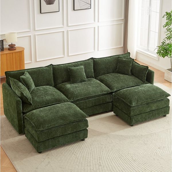 Jiexi Wohnlandschaft 285cm Ecksofa Mit Schlaffunktion, Kordsofa, Ecksofa Eckcouch