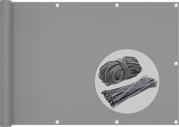 VOUNOT Balkon Sichtschutz 90x600 cm, Balkonbespannung Balkonsichtschutz für Terrasse und Zaun, HDPE Gewebe, UV-Schutz, Wetterfest, Anthrazit