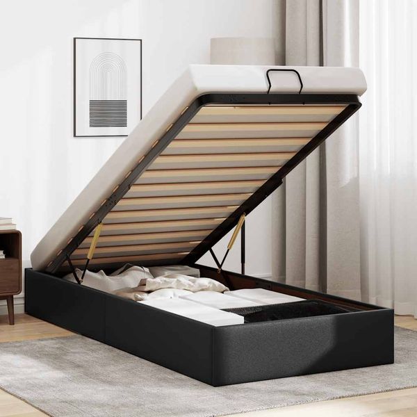 vidaXL Ottoman-Bett ohne Matratze Schwarz 100x200 cm Kunstleder 3310784