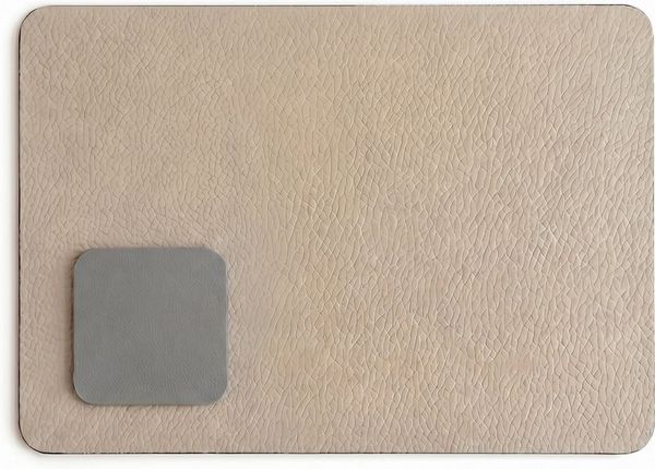 Arendo Platzset 6er Set Premium Tischset doppelseitig, Kunstleder, rutschfest, eckig, (Set, 12-St, 6 Tischsets, 6 Getränkeuntersetzer), wasserabweisend, abwischbar, Tellerunterlage & Getränkeuntersetzter