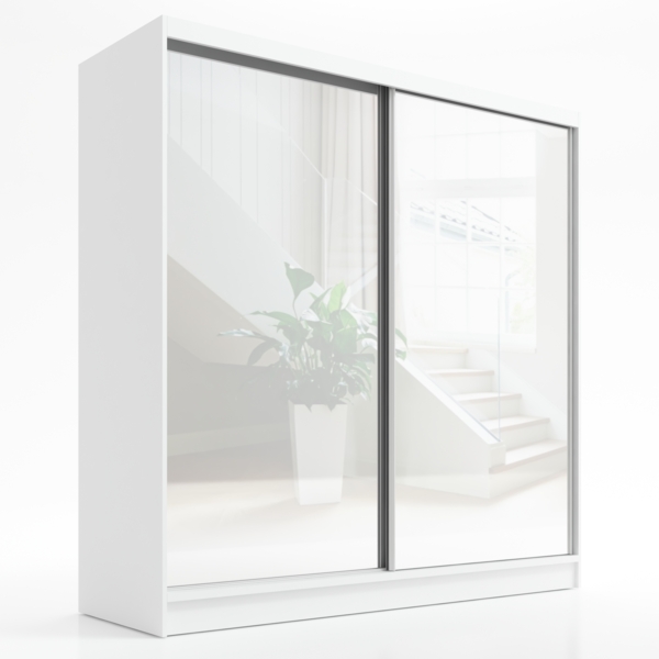 A&J MöbelLand Schwebetürenschrank IVAR 200 cm mit drei Schubladen und Spiegel