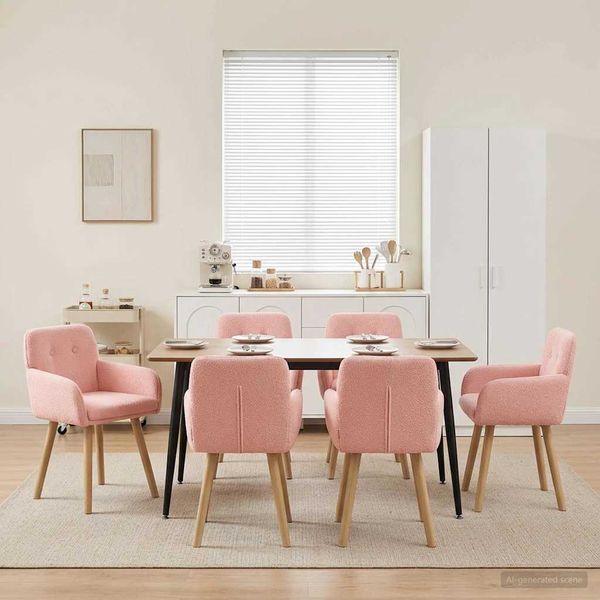 vidaXL Esszimmerstühle 6 pcs Bouclé Rosa 59 x 57 x 85 cm 3428279