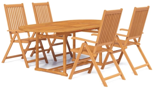 vidaXL 5-tlg. Garten-Essgruppe Massivholz Akazie 150-200 cm 3058011