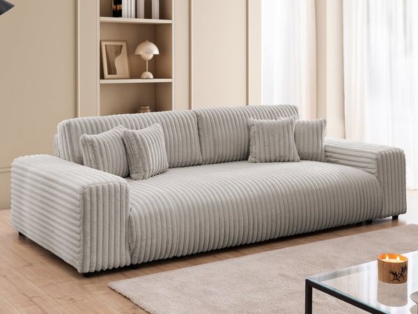 S-Style Möbel Schlafsofa Mollis mit Bettkasten aus Plüschcord mit hohem Sitzkomfort, mit Wellenfederung