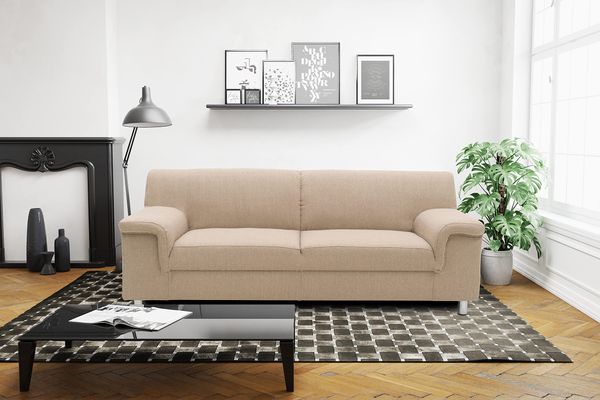 DOMO Collection Jamie Sofa 2er Couch, Garnitur 2 Sitzer, beige, 191 x 80 x 72 cm