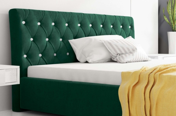 99rooms Kevin Polsterbett mit Bettkasten 180x200 cm Velours MONOLITH Grün Bild 2