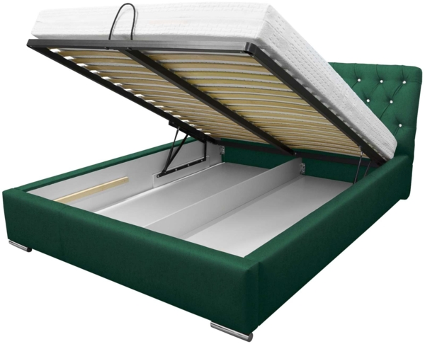 99rooms Kevin Polsterbett mit Bettkasten 180x200 cm Velours MONOLITH Grün Bild 4