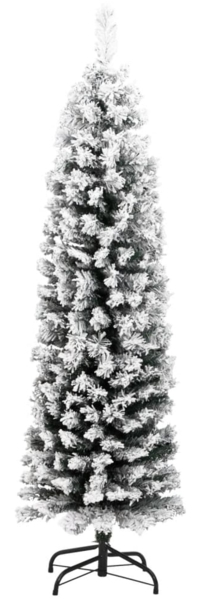 vidaXL Künstlicher Weihnachtsbaum Schlank mit Schnee Grün 150 cm PVC 320953