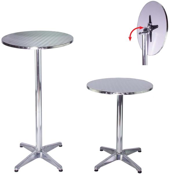 2x Stehtisch 2in1 Alu Bistrotisch Bartisch höhenverstellbar 70/115cm Ø60cm