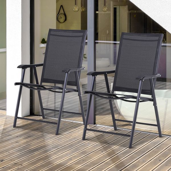 Klappstuhl 58 x 64 x 94 cm aus Metall, faltbar, Schwarz, 2er-Set