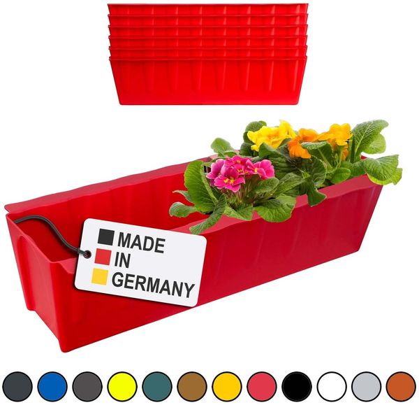 Hossi's Wholesale 6 Euro-Paletten Blumenkästen-Einsätze | 37,3cm Rot | Pflanzkasten für Europalette Palette | Balkonkasten | Blumentopf | aus stabilen Kunststoff | Made in Germany