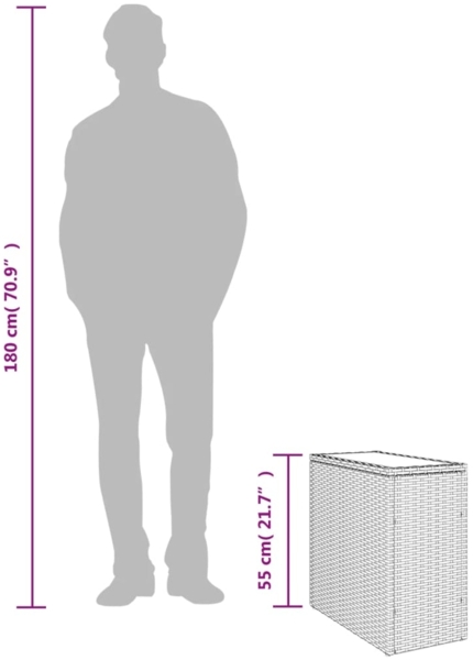 vidaXL Garten-Beistelltisch mit Glasplatte 58x27,5x55 cm Poly Rattan 366189 Bild 9