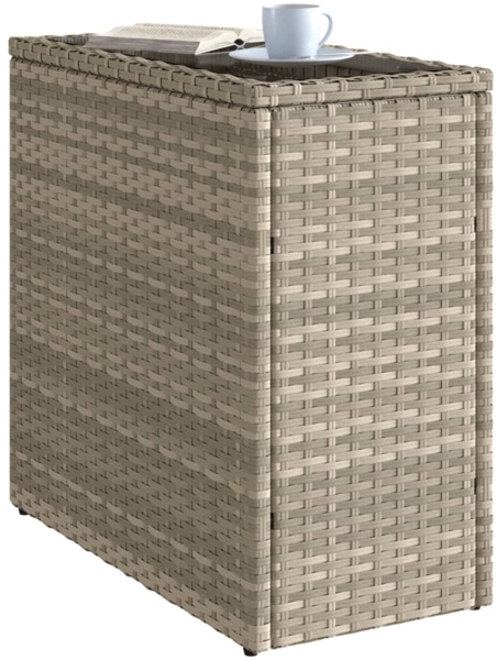 vidaXL Garten-Beistelltisch mit Glasplatte 58x27,5x55 cm Poly Rattan 366189 Bild 3