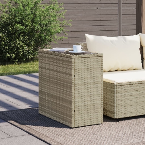 vidaXL Garten-Beistelltisch mit Glasplatte 58x27,5x55 cm Poly Rattan 366189 Bild 2