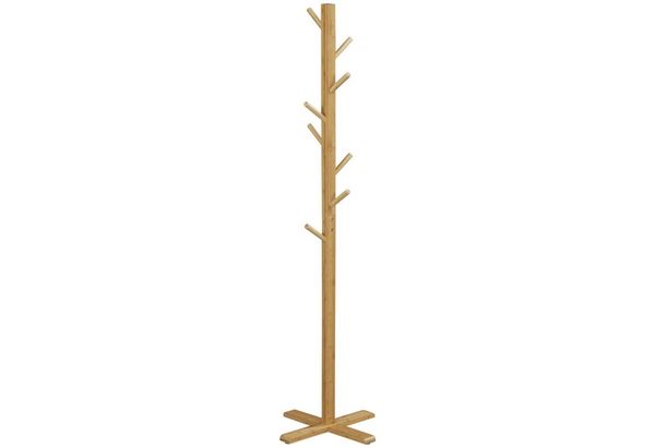 HOMCOM Kleiderständer Garderobe mit 8 Haken, (Jackenständer, 1 St, Garderobenständer), Naturholz 49,5 x 49,5 x 178 cm
