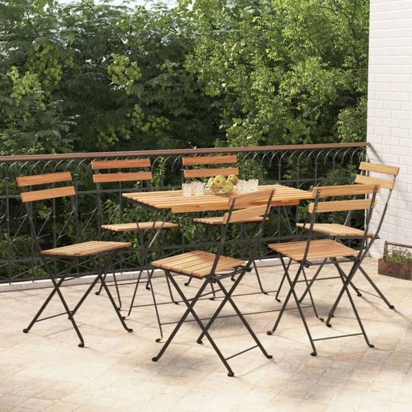 vidaXL Bistrostühle 6 Stk. Klappbar Massivholz Teak und Stahl 3152110