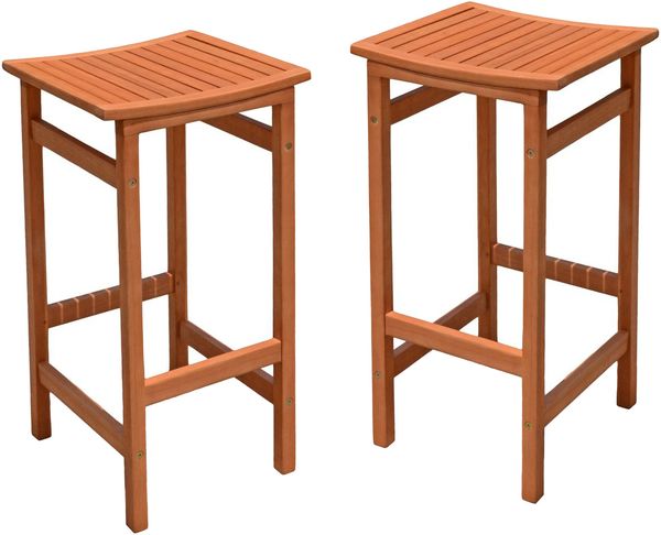 Barhocker NIKLAS 2er Set - Eukalyptus Natur 75x38x42cm | Barstühle Hochstühle