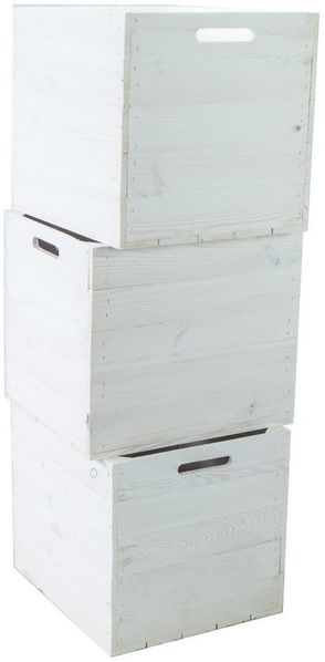 Kistenkolli Altes Land Allzweckkiste 3er set Holzkiste weiß passend für Kallax und Expeditregale Regaleinsa (Spar-Set)