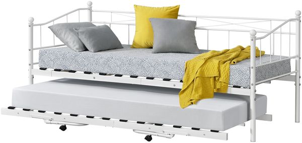 Metallbett Skutskär 90x200cm Weiß en. casa