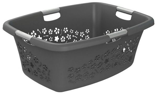 Rotho Wäschekorb Flowers, 50 l anthrazit