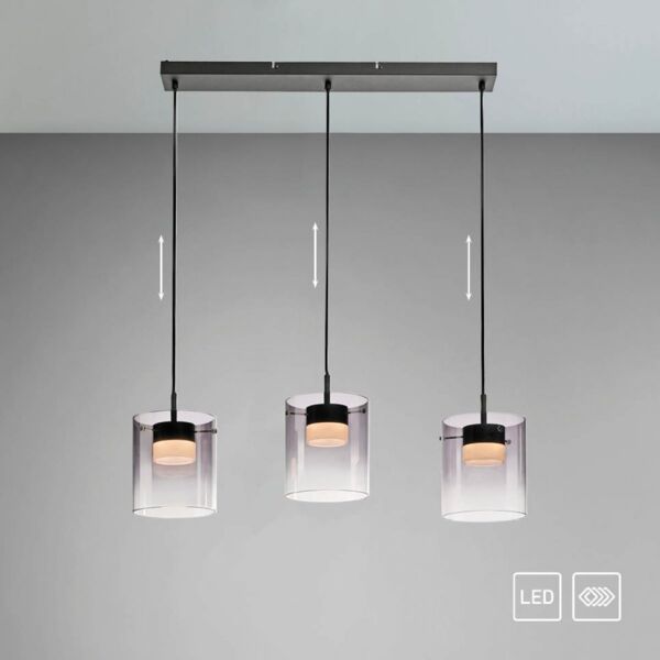 JUST LIGHT 14043-18 ELIO Pendelleuchte 3-flammig schwarz 3000K