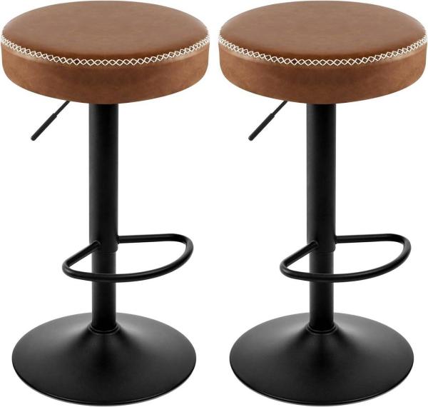 EUGAD Barhocker (2 St), drehbar, höhenverstellbar, Metallgesetll, Vintage-Kunstleder