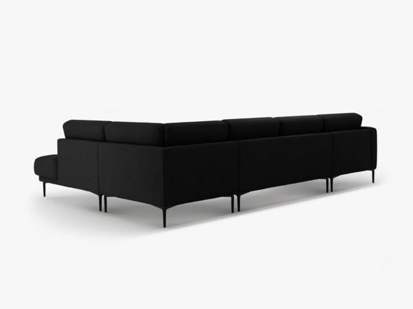 Micadoni Panorama Ecksofa Bemy 7-Sitzer Rechts Samt Schwarz Bild 3