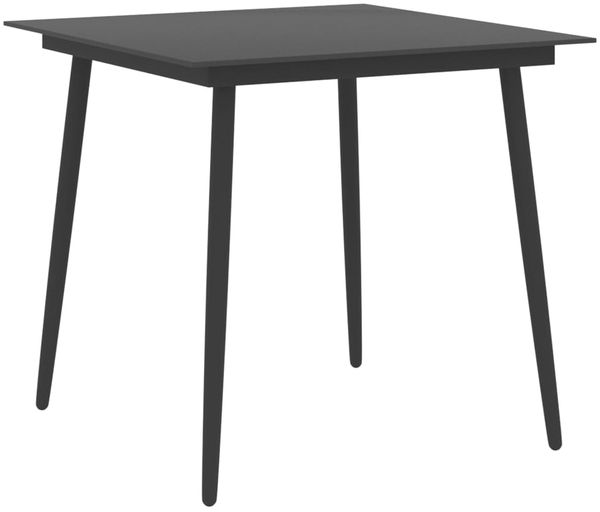 Garten-Esstisch | Gartentisch Schwarz 80x80x74 cm Stahl und Glas SH60