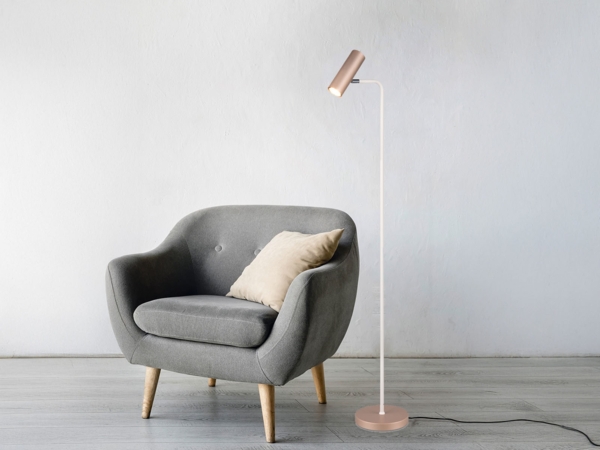 LED Leseleuchte Metall Coffee / Weiß, Spot schwenkbar, Höhe 151cm