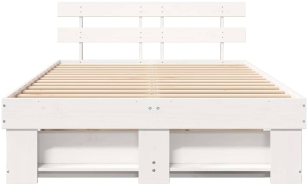 vidaXL Bettrahmen mit Kopfteil Weiß 120 x 200 cm Massives Kiefernholz 872486 Bild 4