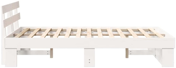 vidaXL Bettrahmen mit Kopfteil Weiß 120 x 200 cm Massives Kiefernholz 872486 Bild 5