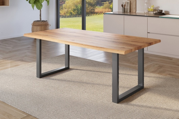 SAM® Esstisch Thoran, Holz-Optik Wildeiche, U-Metallgestell, Baumkante