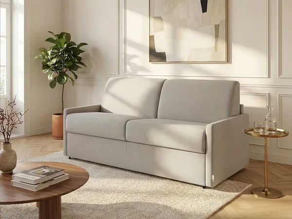 Vente-unique - Schlafsofa 4-Sitzer - Liegefläche: 160 cm - Matratzenhöhe: 22 cm - Stoff - Beige - CALIFE