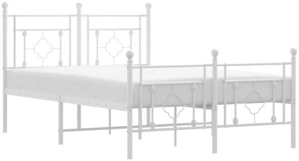 vidaXL Bettgestell mit Kopf- und Fußteil Metall Weiß 120x200 cm 374404