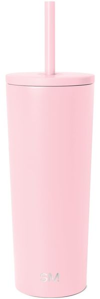 Simple Modern Thermobecher mit Strohhalm und Deckel | Trinkbecher mit Henkel Wiederverwendbare Edelstahl | Geschenke für Frauen und Männer | Classic | 710ml | Blush
