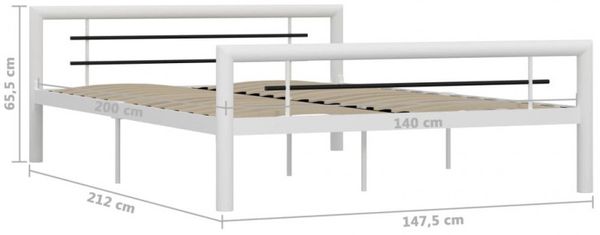 vidaXL Bettgestell Weiß und Schwarz Metall 140 × 200 cm 284547 Bild 6