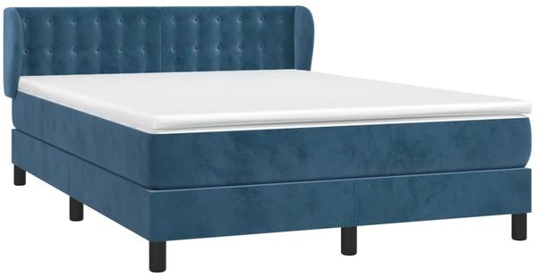 vidaXL Boxspringbett mit Matratze Dunkelblau 140x190 cm Samt 3127731 Bild 3